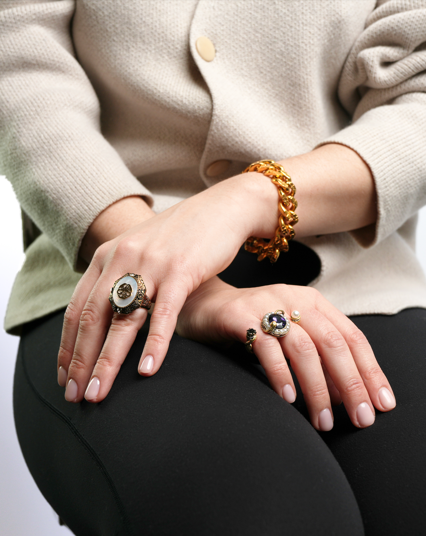 Alexander McQueen Faux Pearl Ring